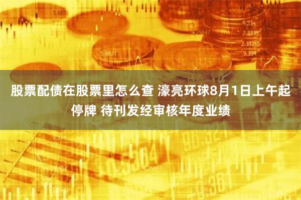 股票配债在股票里怎么查 濠亮环球8月1日上午起停牌 待刊发经审核年度业绩